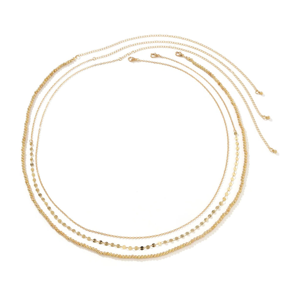 CABODYALS Chaîne De Taille Dorée Bohème Plage – Perles, Coquillages, Étoiles De Mer, Bijou De Corps Bikini Été Sexy