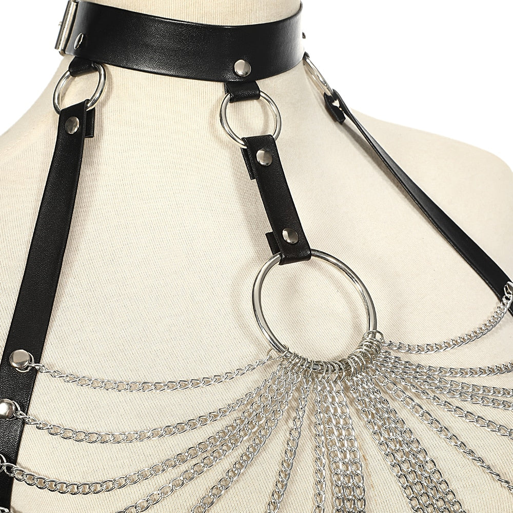 RT 1 Pièce Harnais Punk Réglable Harnais Femme en Cuir avec RT 1 Pièce Harnais Punk Réglable Harnais Femme en Cuir avec