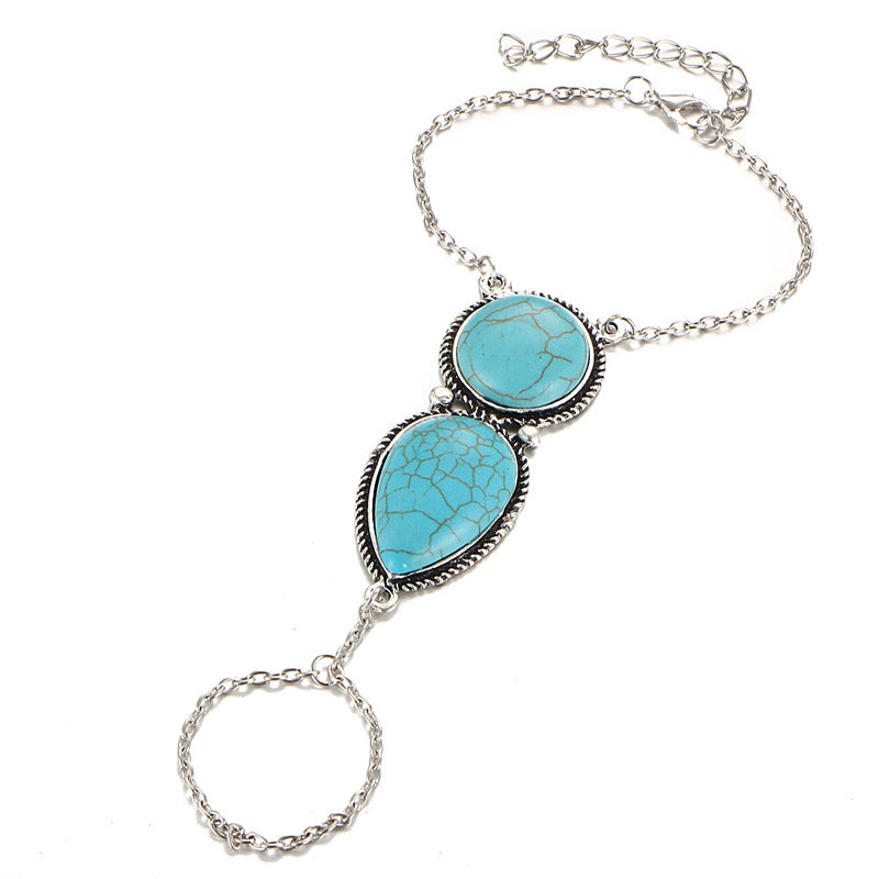 Bracelet Bague Bohème Avec Pendentif Turquoise - Elios